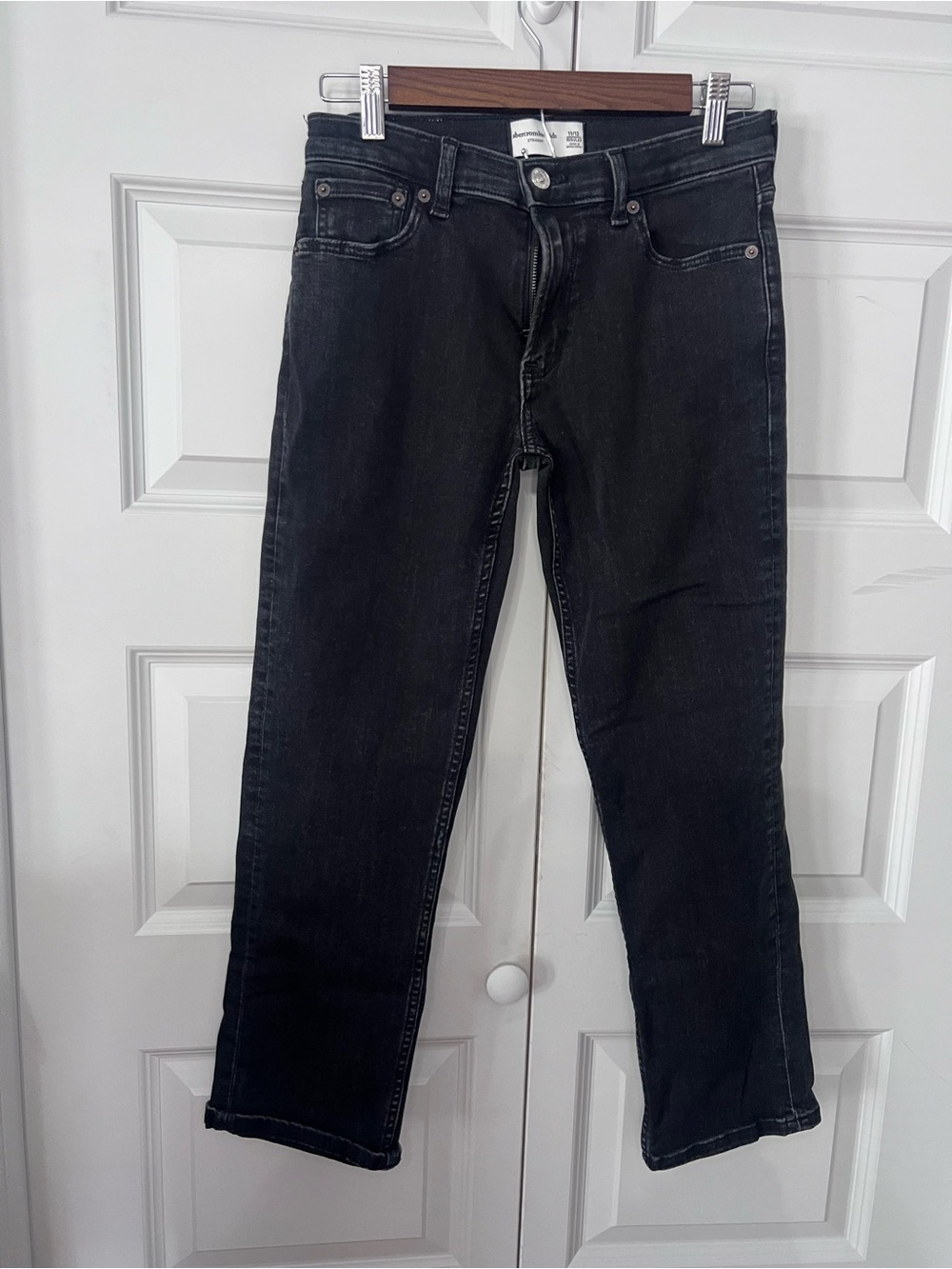 Abercrombie Kids Straight Black Jeans Boys Size 11/12 Regular Stretch Denim
